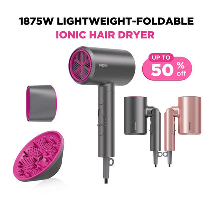 BABONIR 1875W Ionic Hair Dryer - Quick-Dry, Frizz Reduction, Lightweight & Foldable Design for Effortless Styling