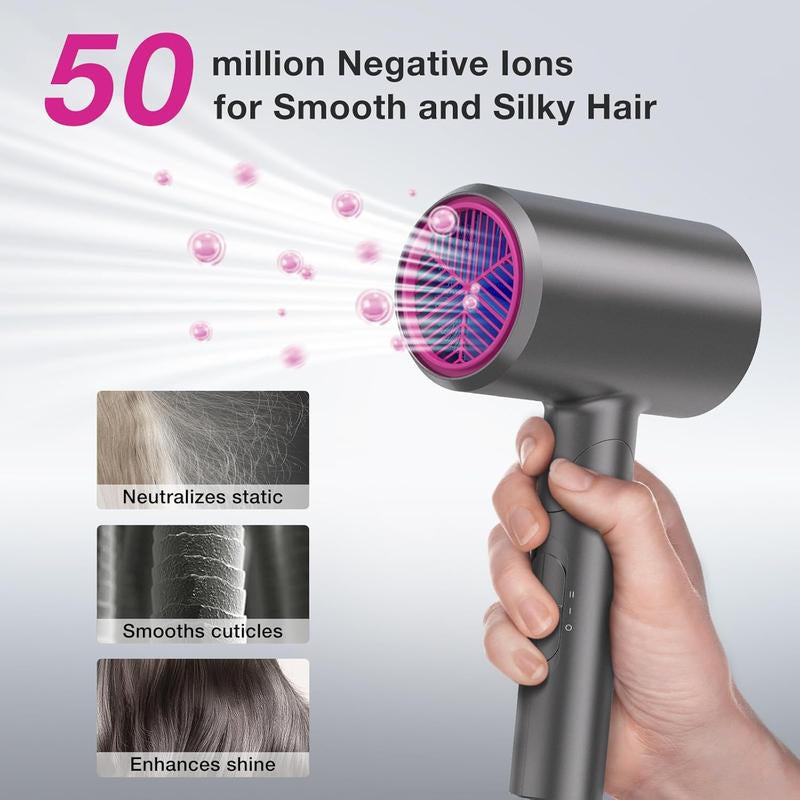BABONIR 1875W Ionic Hair Dryer - Quick-Dry, Frizz Reduction, Lightweight & Foldable Design for Effortless Styling