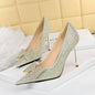 Sweet Women''s Princess Wedding Shoes Thin High Heels Shallow Mouth