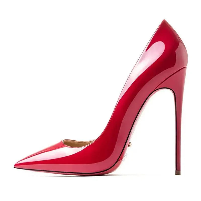 Plus Size 34-44 Sexy Red Shoes Rubber Bottom Pointed Toe Spring Shallow Women Pumps Dress Party Wedding High Heels