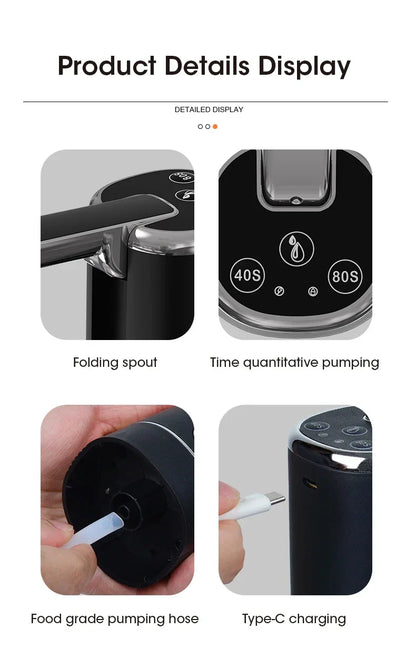 Electric Water Pump Bucket Water Suction Device Water Intake Device Household Office USB Outdoor Convenient Water Dispenser