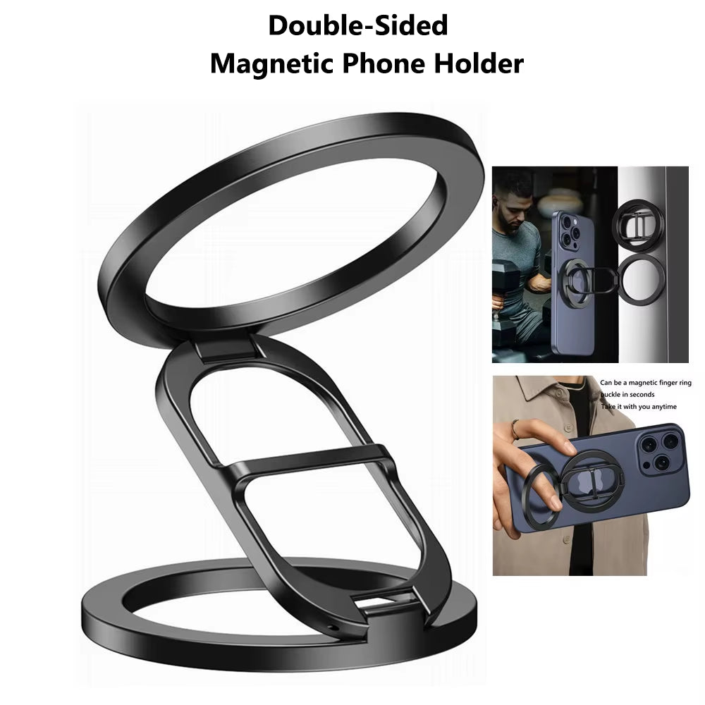 2025 Double Sided Magsafe Phone Stand Magnetic Phone Ring Holder Kickstand Magnet Grip for Iphone 15 14 Android Gym Car Holder